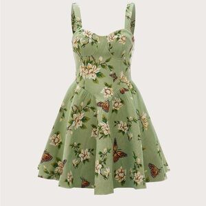 Bustier Cami Floral Green Dress NWOT